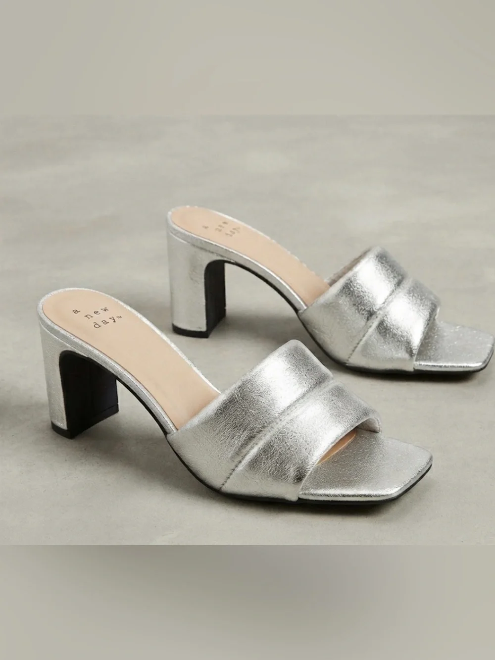 NWT! A NEW DAY Silver Open Toe Heels